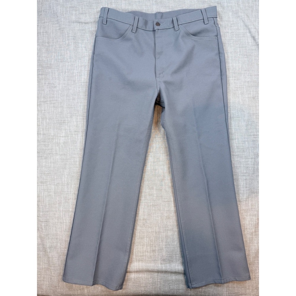 Vintage Levis Action Slacks Mens 40x30 Gray Dacron Polyester Trousers 517-6154